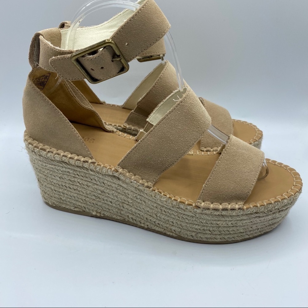 Soludos Argos Tan‎ Suede Platform wedges Ankle Strap - Picture 3 of 8